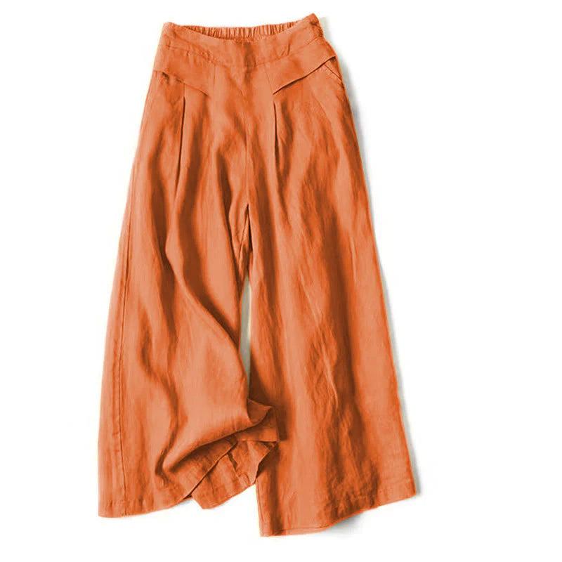Mujer Pantalón de Pierna Ancha con Cintura Elástica y Pliegues Frontales-Pants for women-Casaluzia