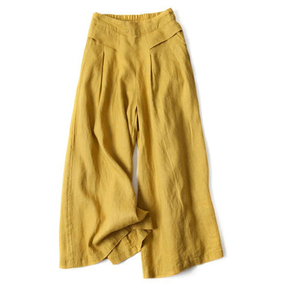 Mujer Pantalón de Pierna Ancha con Cintura Elástica y Pliegues Frontales-Pants for women-Casaluzia