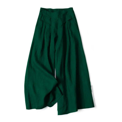 Mujer Pantalón de Pierna Ancha con Cintura Elástica y Pliegues Frontales-Pants for women-Casaluzia
