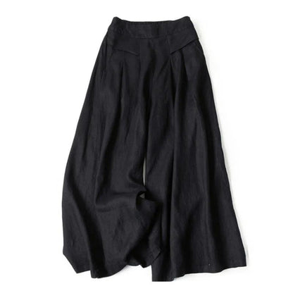 Mujer Pantalón de Pierna Ancha con Cintura Elástica y Pliegues Frontales-Pants for women-Casaluzia
