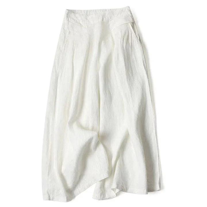 Mujer Pantalón de Pierna Ancha con Cintura Elástica y Pliegues Frontales-Pants for women-Casaluzia