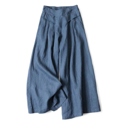 Mujer Pantalón de Pierna Ancha con Cintura Elástica y Pliegues Frontales-Pants for women-Casaluzia