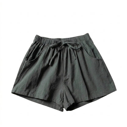 Mujer Pantalones cortos con cintura elástica y cordón ajustable-Shorts for women-Casaluzia