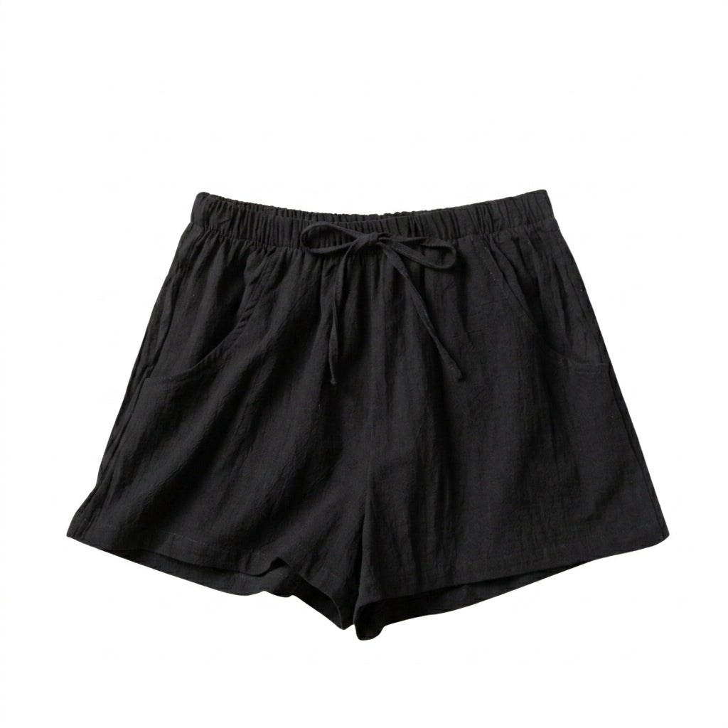 Mujer Pantalones cortos con cintura elástica y cordón ajustable-Shorts for women-Casaluzia
