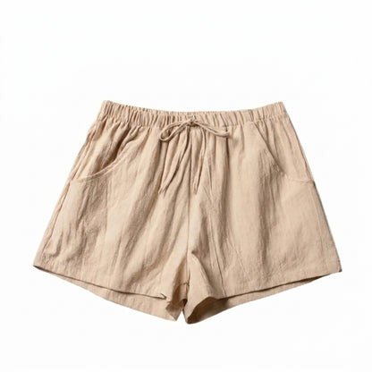 Mujer Pantalones cortos con cintura elástica y cordón ajustable-Shorts for women-Casaluzia