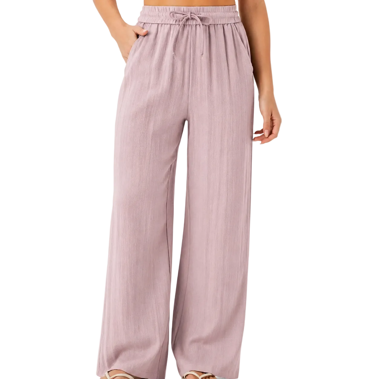 Mujer Pantalones de Pierna Ancha con Cordón y Acabado Texturizado-Pants for Women-Casaluzia
