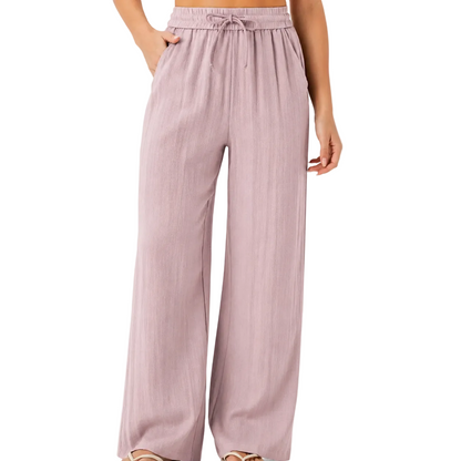 Mujer Pantalones de Pierna Ancha con Cordón y Acabado Texturizado-Pants for Women-Casaluzia