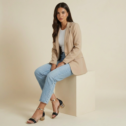 Mujer Sandalias con Tacón de Bloque Geométrico y Correa al Tobillo-Footwear for women-Casaluzia