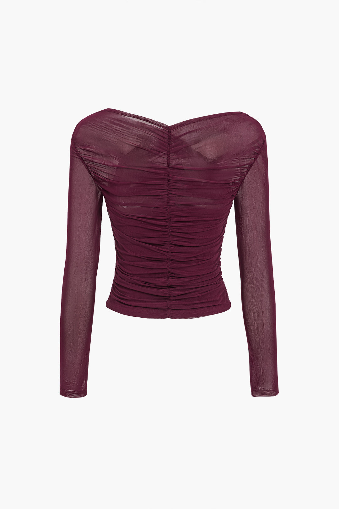 Mujer Top de manga larga con paneles de malla y diseño drapeado-Tops for women-Casaluzia
