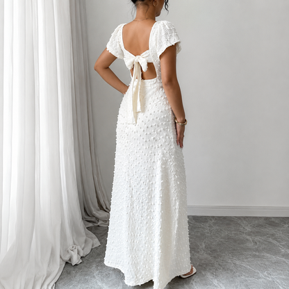 Mujer Vestido Maxi Texturizado con Abertura Frontal-Maxi Dress-Casaluzia
