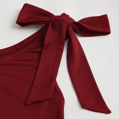 Mujer Vestido Mini de Un Hombro con Volantes-Mini Dress-Casaluzia