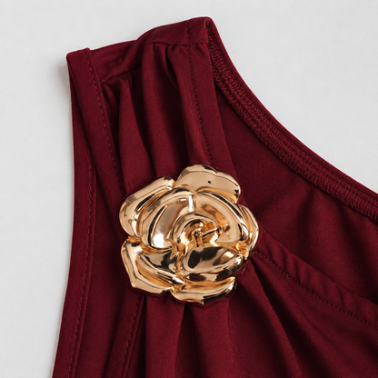 Mujer Vestido Mini de Un Hombro con Volantes-Mini Dress-Casaluzia
