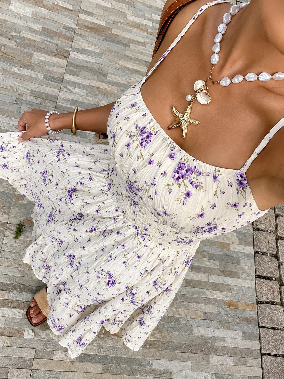 Mujer Vestido Mini Estampado con Falda en Capas-Mini Dress-Casaluzia