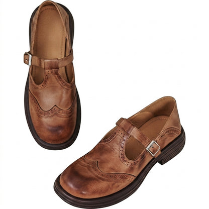 Mujer Zapatos con correa en T y detalles brogue-Shoes for women-Casaluzia