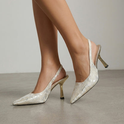 Mujer Zapatos de Tacón Destalonados con Punta Fina y Tacón Metálico-Footwear for women-Casaluzia