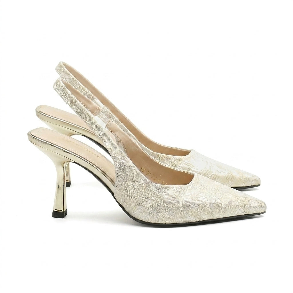 Mujer Zapatos de Tacón Destalonados con Punta Fina y Tacón Metálico-Footwear for women-Casaluzia
