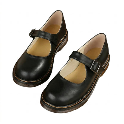 Mujer zapatos Mary Jane con correa de hebilla y costuras en la suela-Footwear for women-Casaluzia