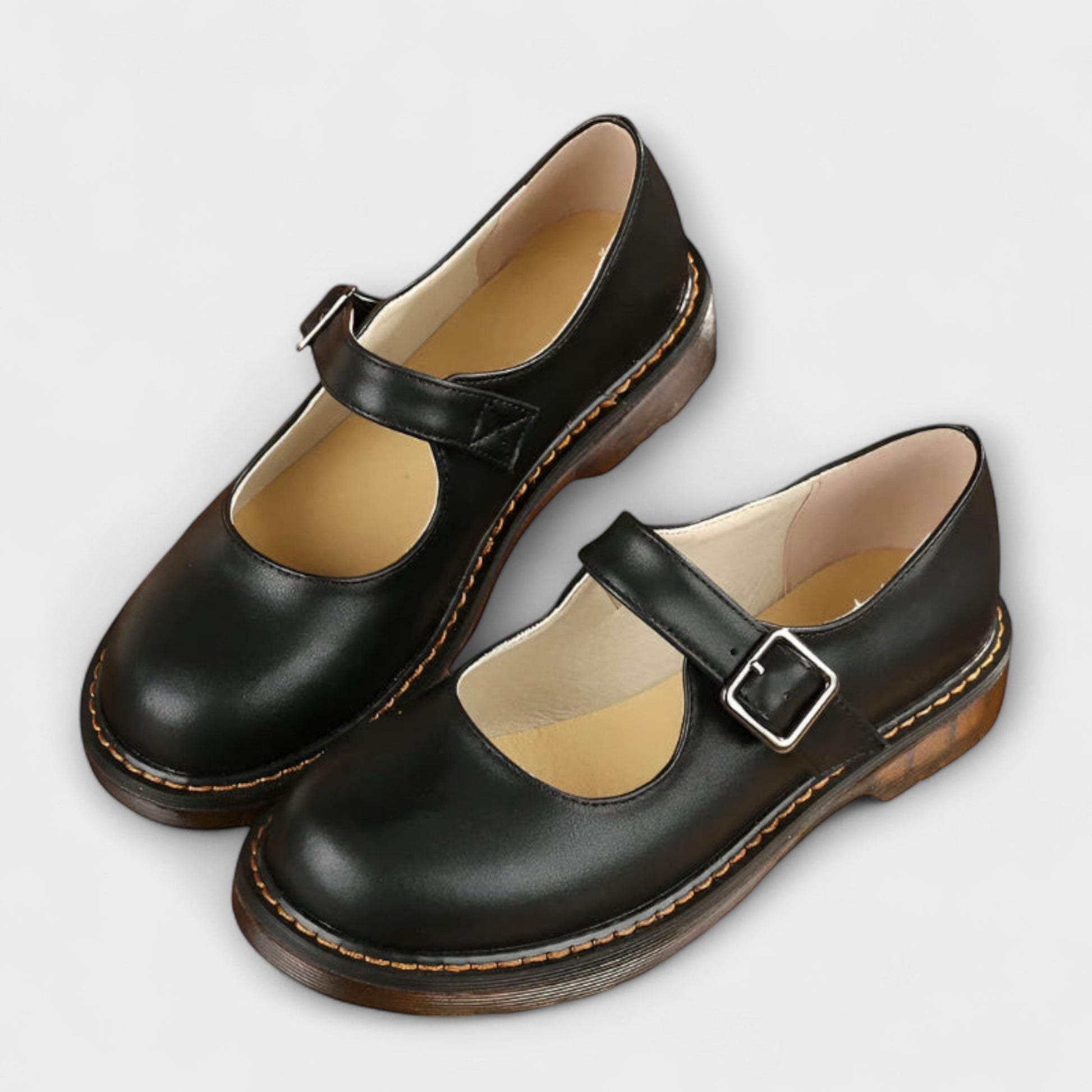 Mujer zapatos Mary Jane con correa de hebilla y costuras en la suela-Footwear for women-Casaluzia