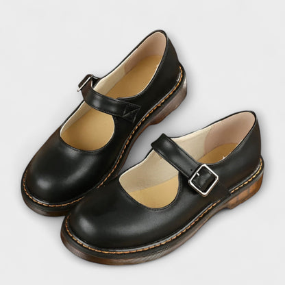Mujer zapatos Mary Jane con correa de hebilla y costuras en la suela-Footwear for women-Casaluzia