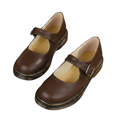 Mujer zapatos Mary Jane con correa de hebilla y costuras en la suela-Footwear for women-Casaluzia