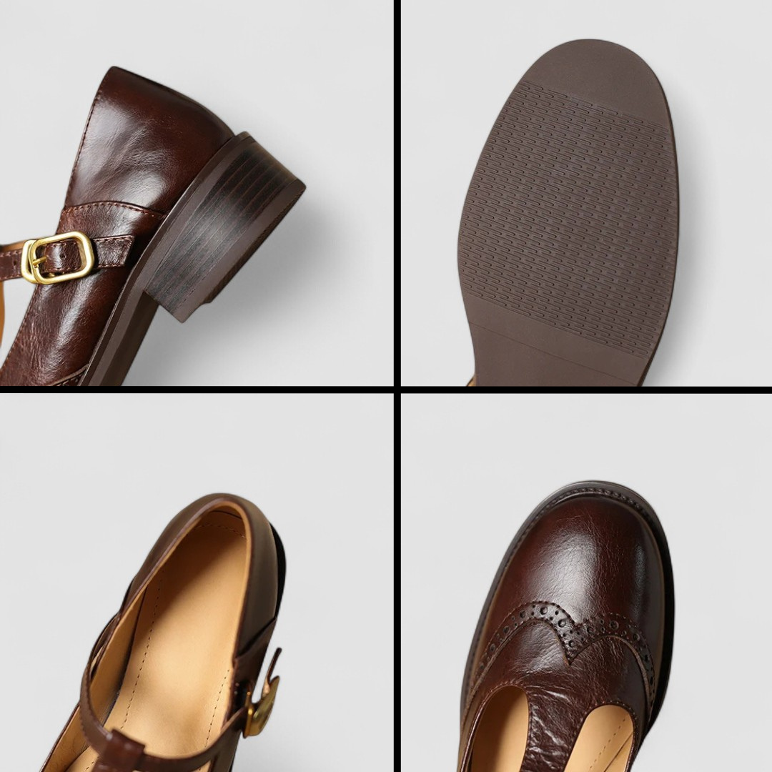 Mujer Zapatos Mary Jane con detalle de brogue y correa en T-Footwear for women-Casaluzia