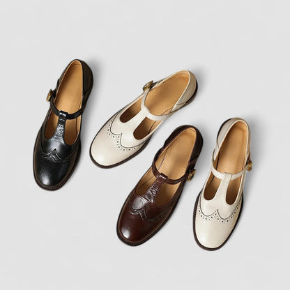 Mujer Zapatos Mary Jane con detalle de brogue y correa en T-Footwear for women-Casaluzia