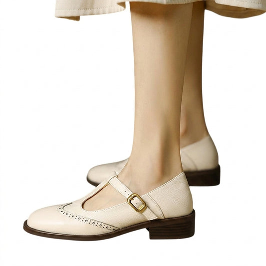 Mujer Zapatos Mary Jane con detalle de brogue y correa en T-Footwear for women-Casaluzia