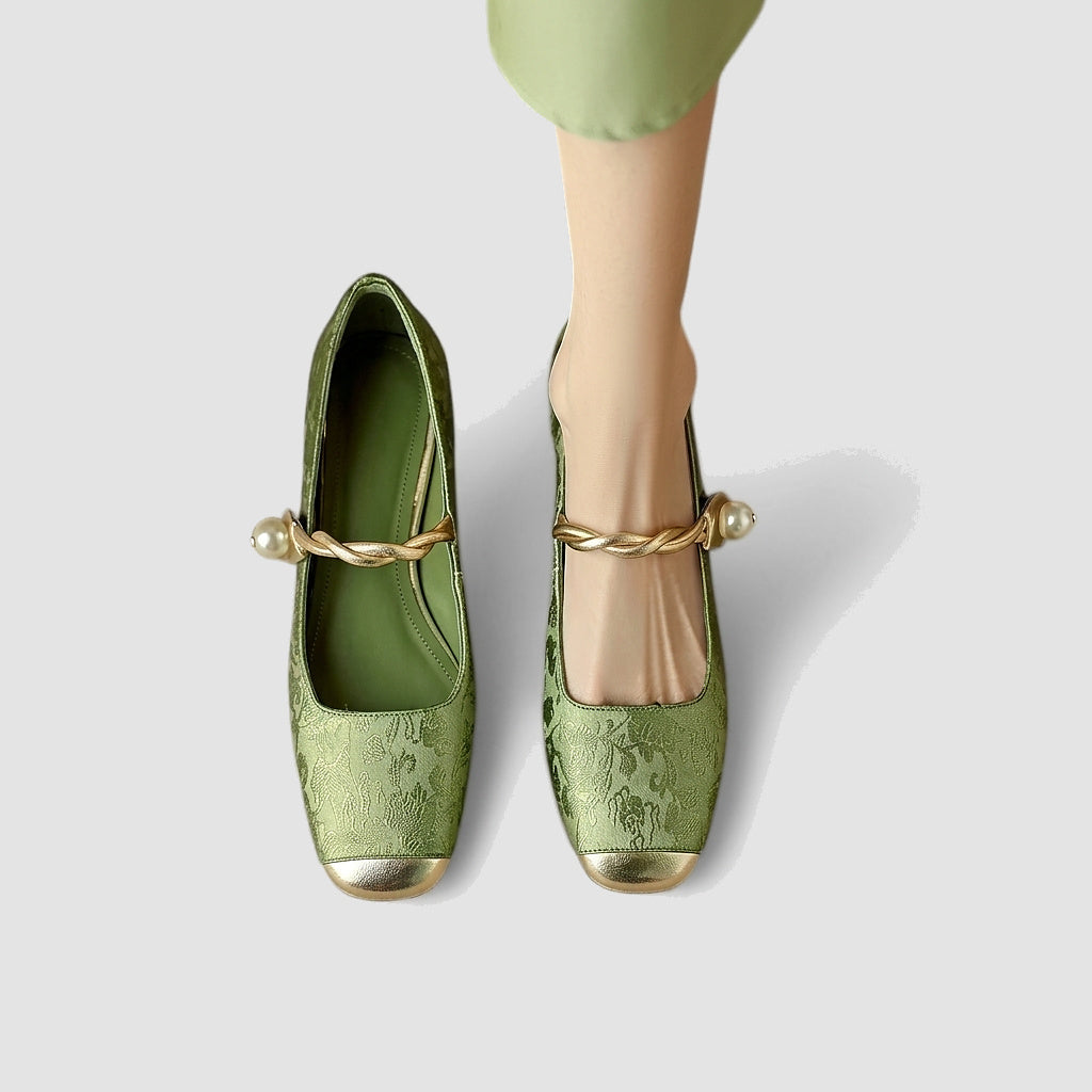 Mujer Zapatos Mary Jane con Puntera Cuadrada y Tacón con Incrustaciones-Footwear for women-Casaluzia