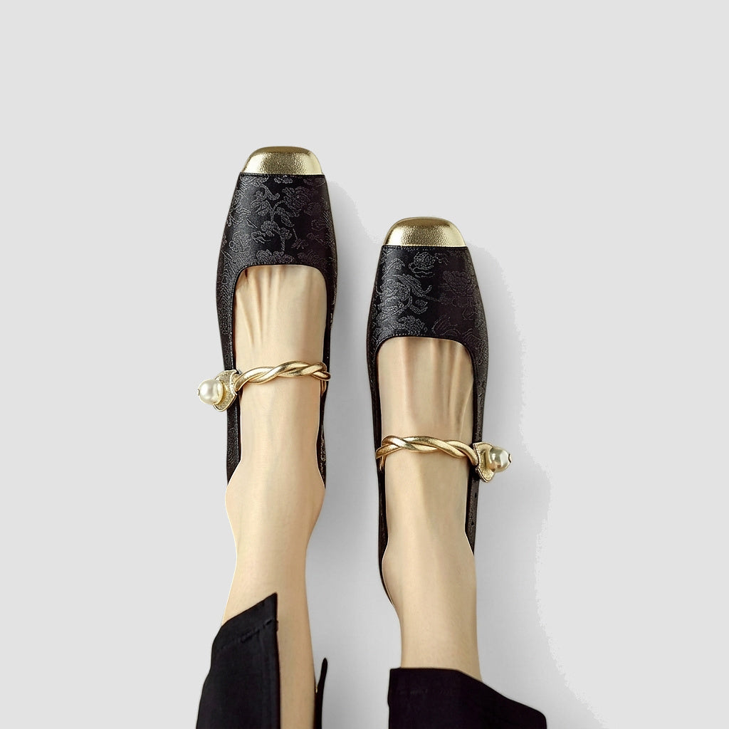 Mujer Zapatos Mary Jane con Puntera Cuadrada y Tacón con Incrustaciones-Footwear for women-Casaluzia