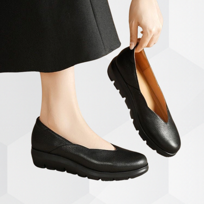 Mujer Zapatos tipo bailarina con suela de cuña y escote en V-Footwear for women-Casaluzia