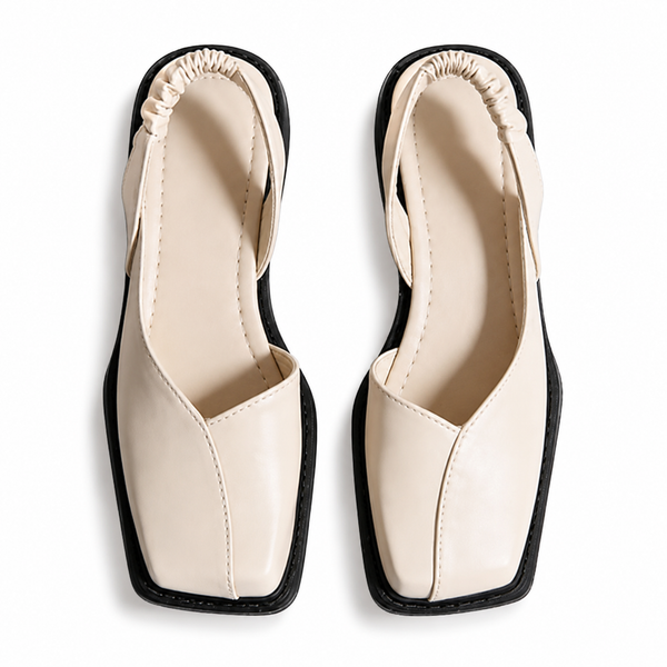Mujeres Zapatos Planos con Correa Trasera y Punta Cuadrada