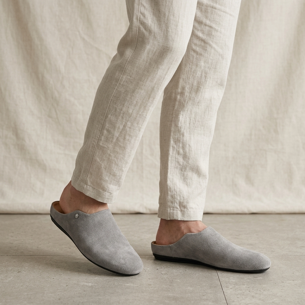 Mules de ante para hombre con detalle de tachuelas metálicas-Footwear for men-Casaluzia