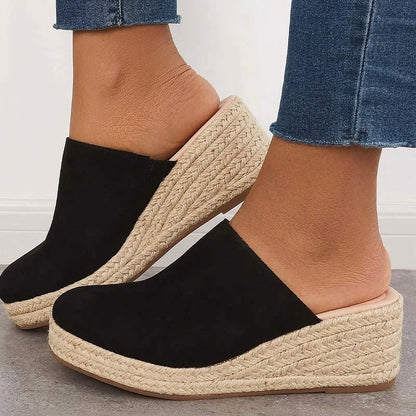 Mules de cuña tipo alpargata de ante para mujer-Footwear for women-Casaluzia