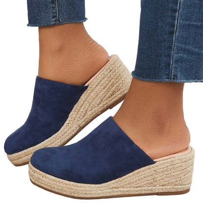 Mules de cuña tipo alpargata de ante para mujer-Footwear for women-Casaluzia