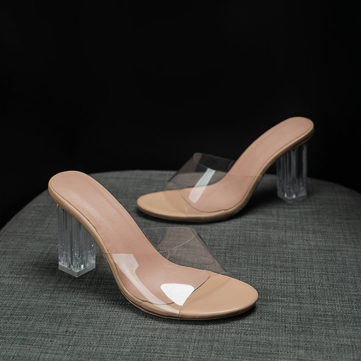 Mules de tacón bloque transparente para mujer-Footwear for women-Casaluzia