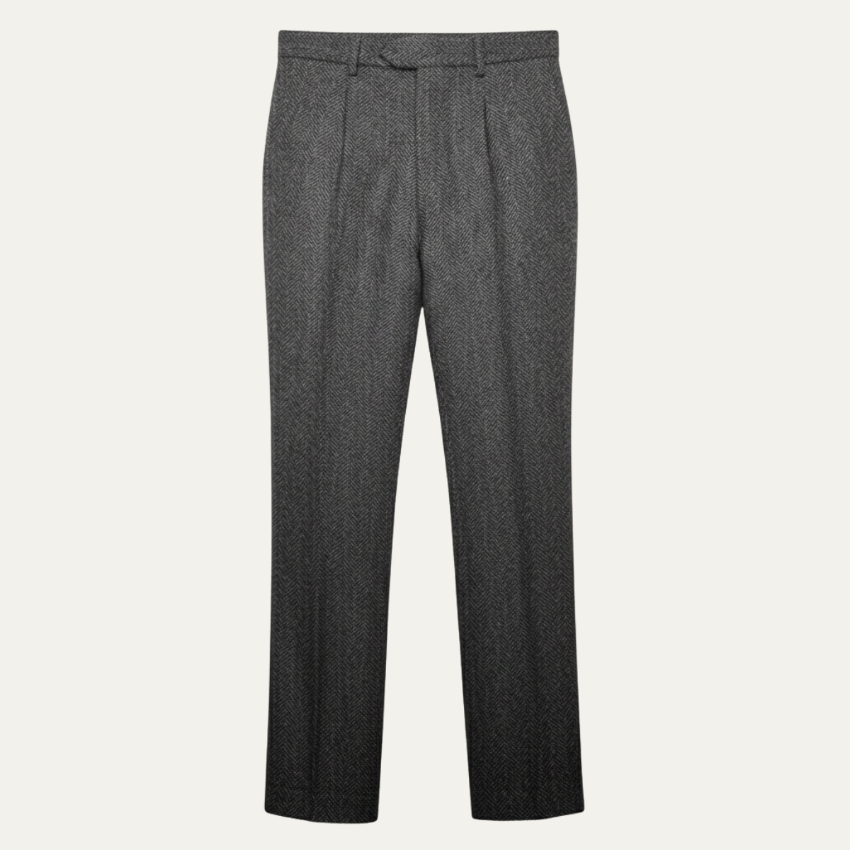 Pantalón de Hombre de Corte Recto con Patrón Espiga y Pliegues-Pant for Men-Casaluzia