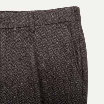 Pantalón de Hombre de Corte Recto con Patrón Espiga y Pliegues-Pant for Men-Casaluzia