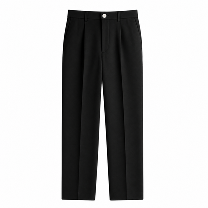 Pantalón de hombre de corte recto con pliegues frontales y cierre de botón-Pant for Men-Casaluzia