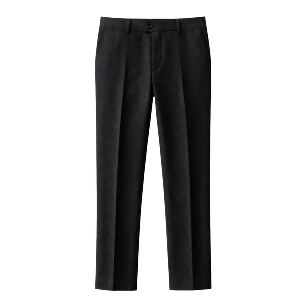 Pantalón de Hombre de Corte Recto con Pliegues y Trabillas para Cinturón