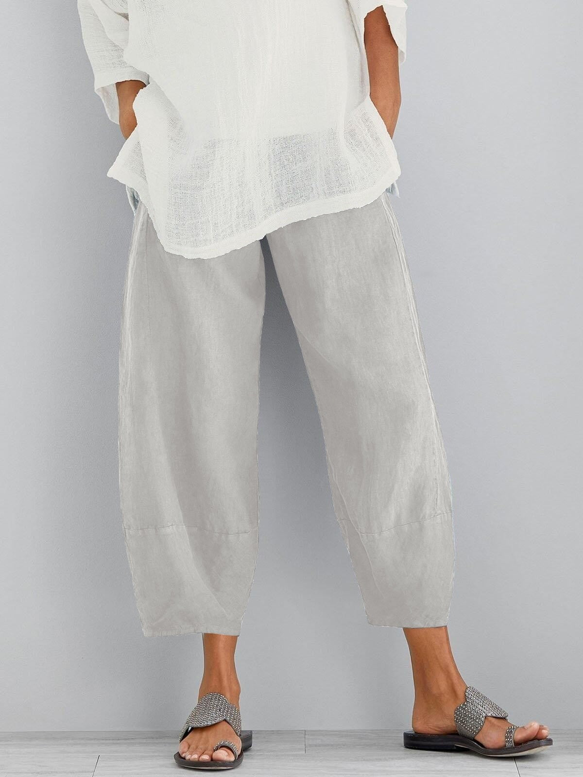 Pantalón de mujer con cintura elástica y pernera amplia-Pants for women-Casaluzia