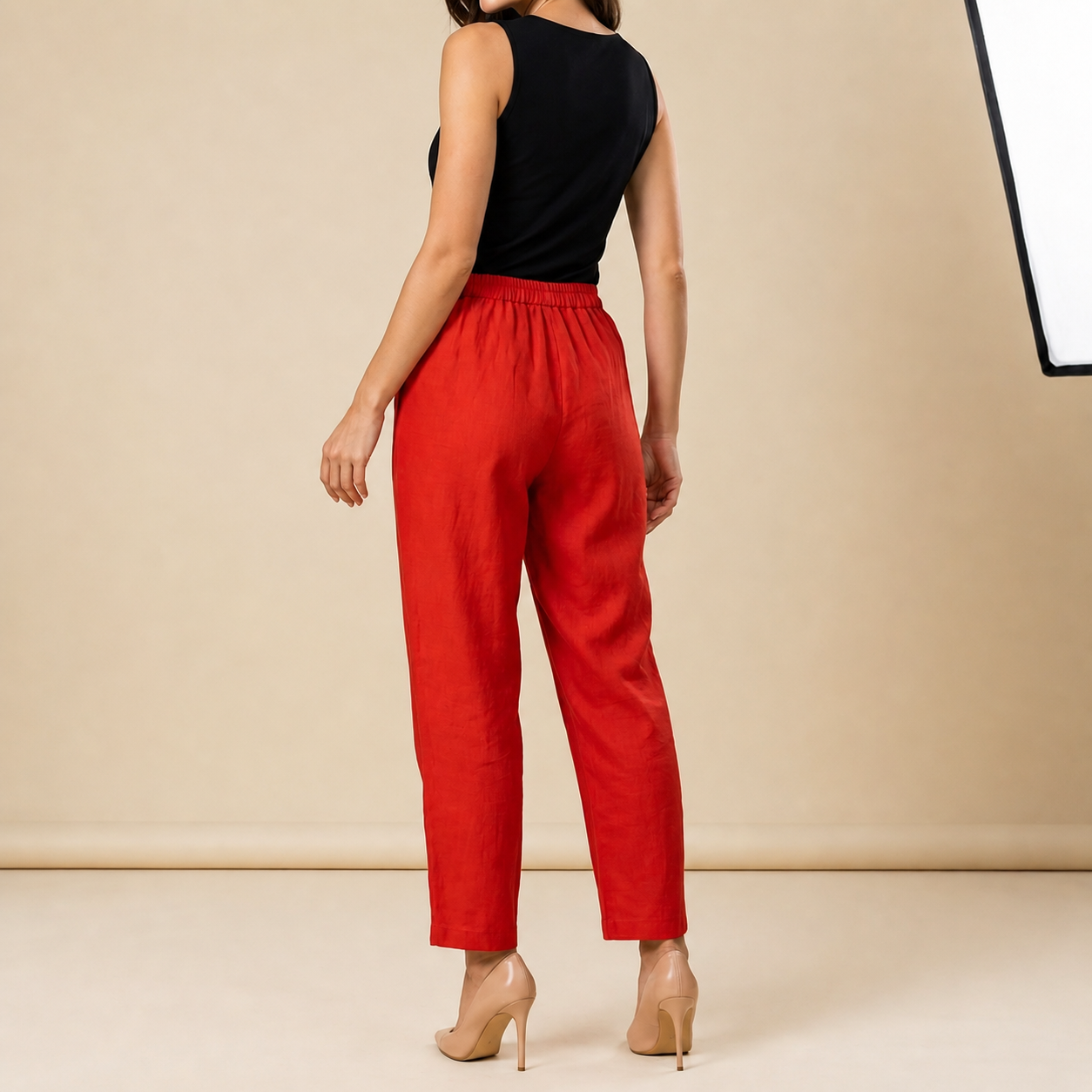 Pantalón de mujer con cintura elástica y pernera recta de longitud completa-Pants for women-Casaluzia