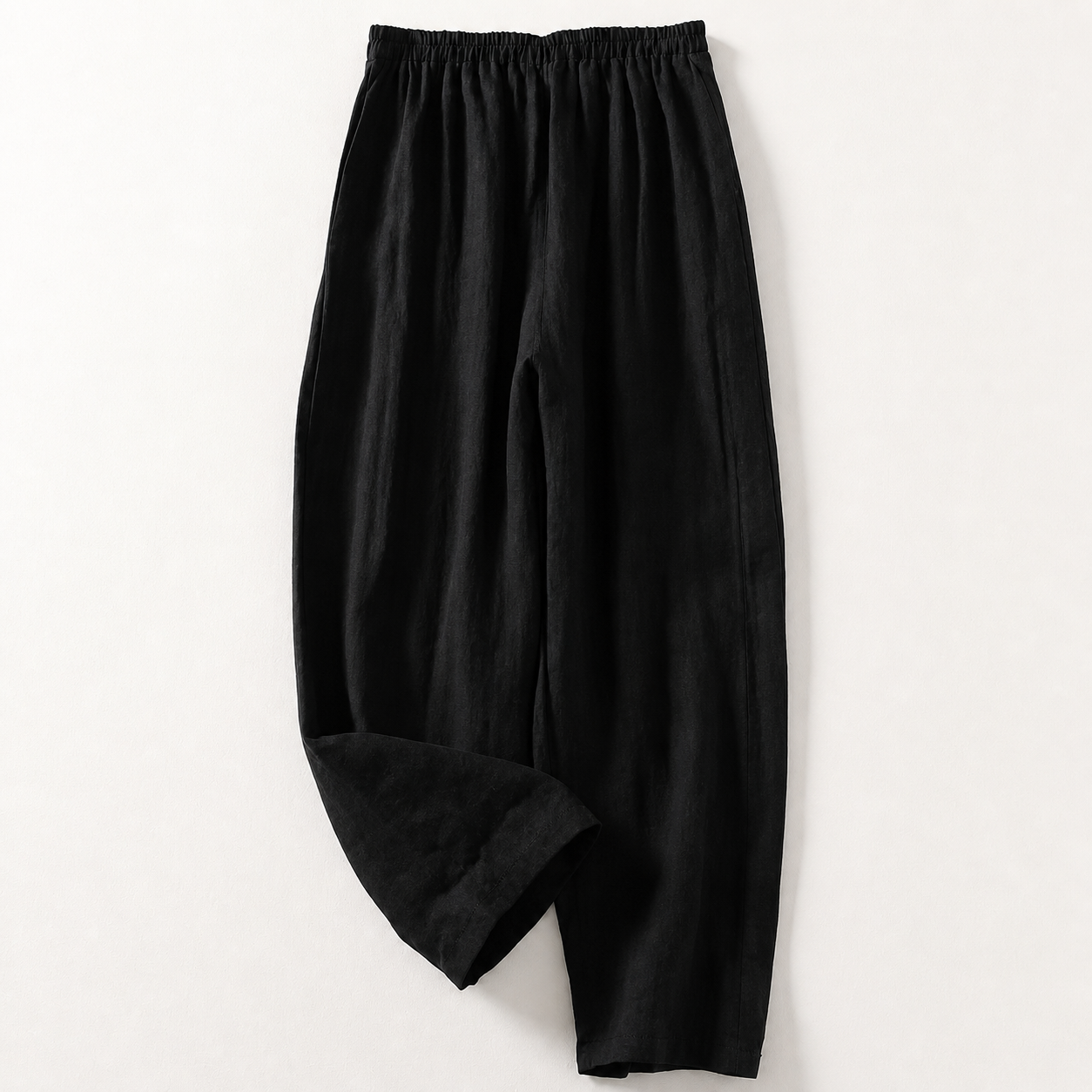 Pantalón de mujer con cintura elástica y pernera recta de longitud completa-Pants for women-Casaluzia