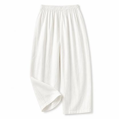 Pantalón de mujer con cintura elástica y pernera recta de longitud completa-Pants for women-Casaluzia