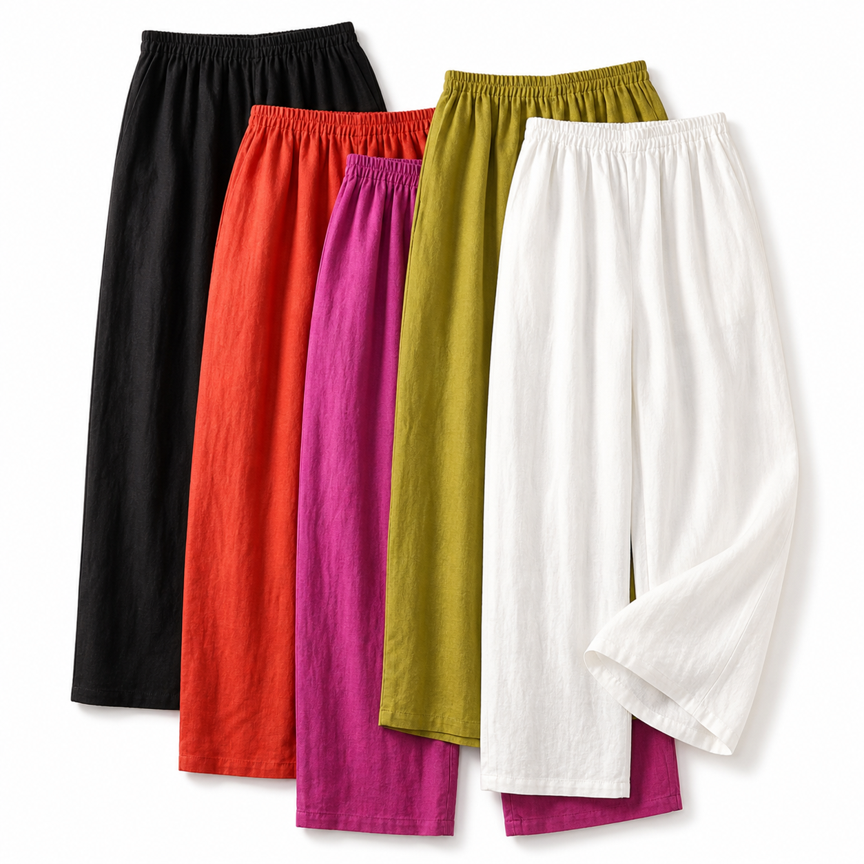 Pantalón de mujer con cintura elástica y pernera recta de longitud completa-Pants for women-Casaluzia