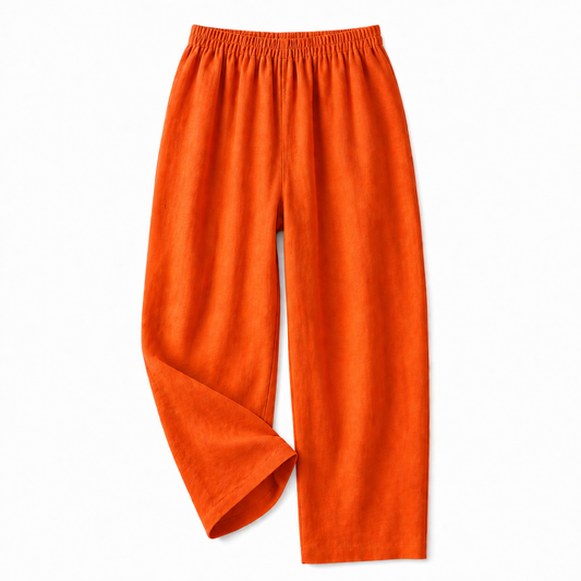 Pantalón de mujer con cintura elástica y pernera recta de longitud completa-Pants for women-Casaluzia