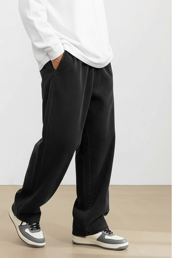 Pantalón de pana para hombre con cintura elástica y corte recto-Pant for Men-Casaluzia