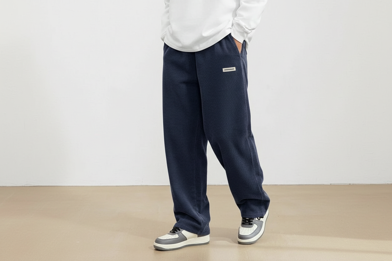 Pantalón de pana para hombre con cintura elástica y corte recto-Pant for Men-Casaluzia