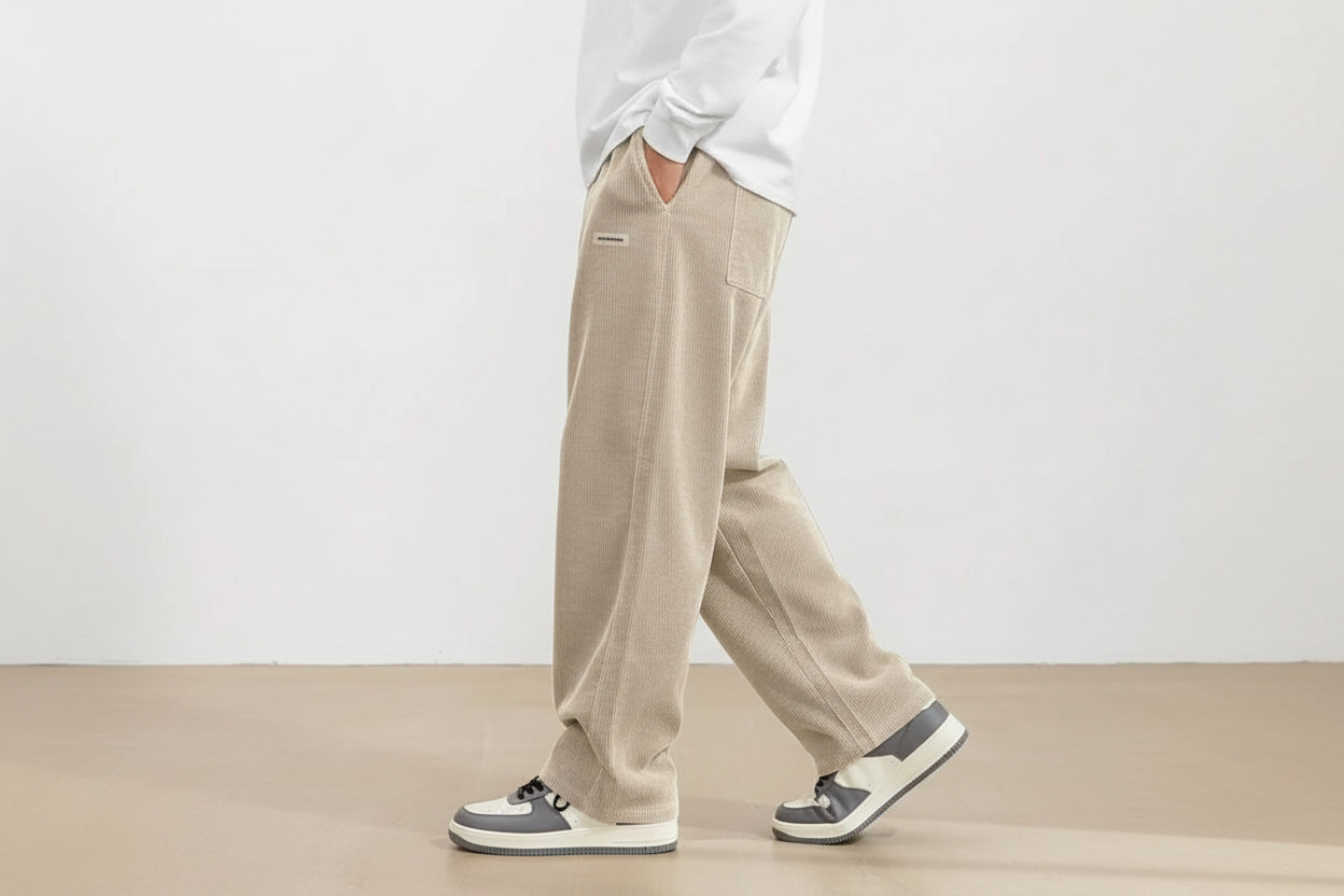 Pantalón de pana para hombre con cintura elástica y corte recto-Pant for Men-Casaluzia