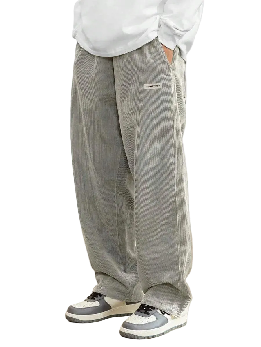 Pantalón de pana para hombre con cintura elástica y corte recto-Pant for Men-Casaluzia