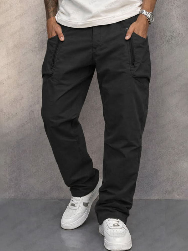 Pantalones cargo para hombre con bolsillos de cremallera-Pants for Men-Casaluzia